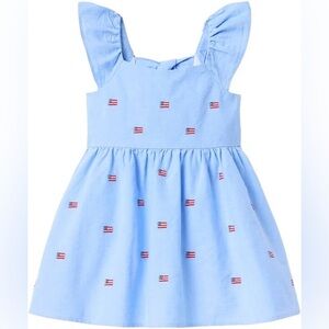 Janie and Jack Light Blue Embroidered Flag Sundress